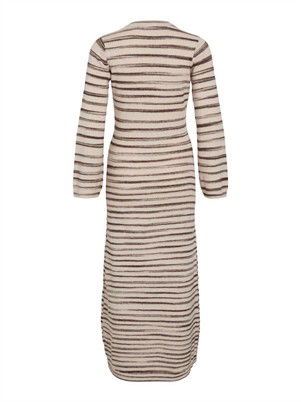 VIAlania O-Neck L/S Strikkjole - Birch/Pinecone